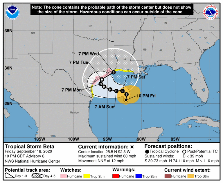 4 Louisiana parishes under tropical storm watch ahead of Beta See latest track Hurricane