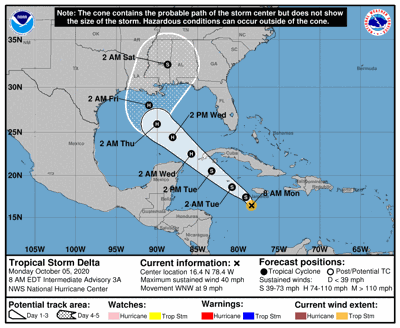 Tropical Storm Delta 2020 Path Along The Path Of Laura And Delta Hurricane Zeta Goes To Louisiana Forumdaily