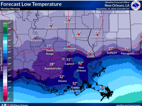 New Orleans activates freeze plan as cold front descends | Weather ...