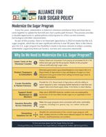 Alliance flyer on changing the Farm Bill's sugar policy