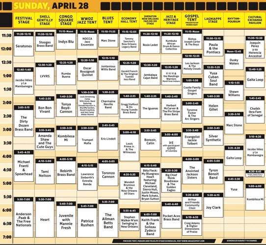 Jazz Fest 2024 map and daily schedule cubes Jazz Fest