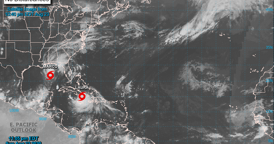 Marco weakens into a tropical storm; Tropical Storm Laura grows ...