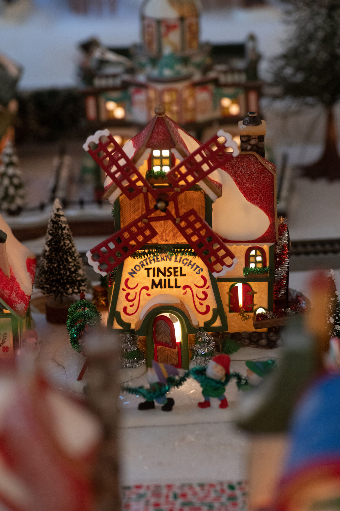 This Christmas village takes up nine tables in a New Orleans home