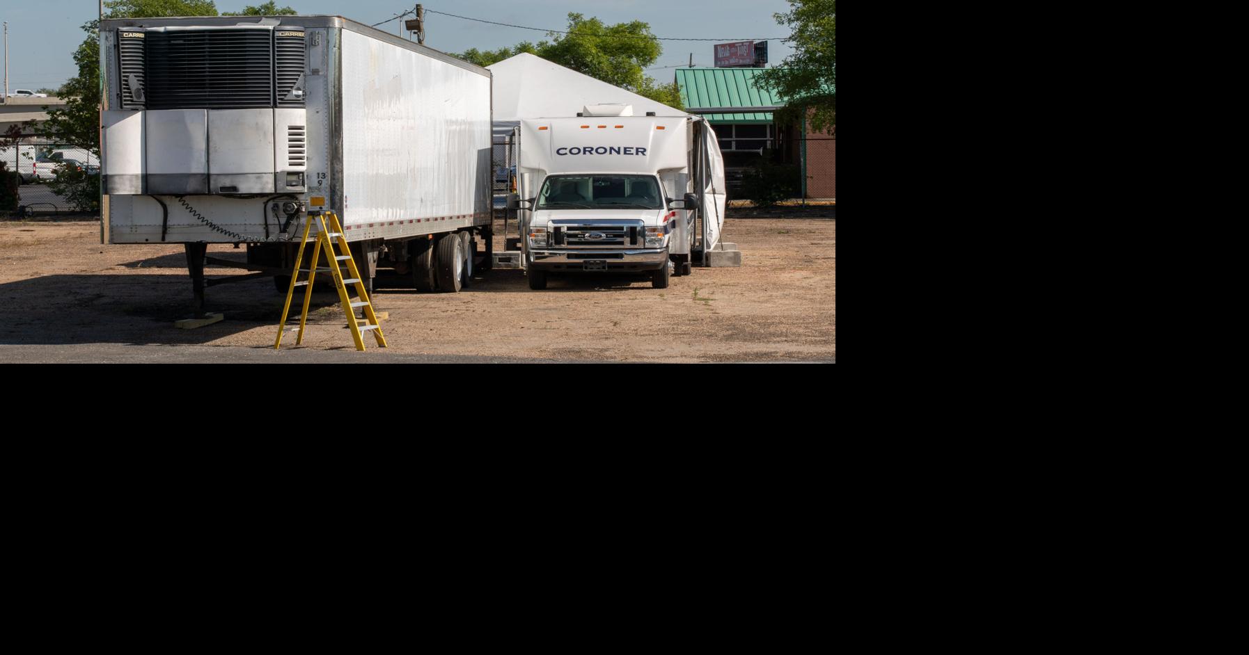 Coronavirus file photo stock of refrigerator truck in Harvey