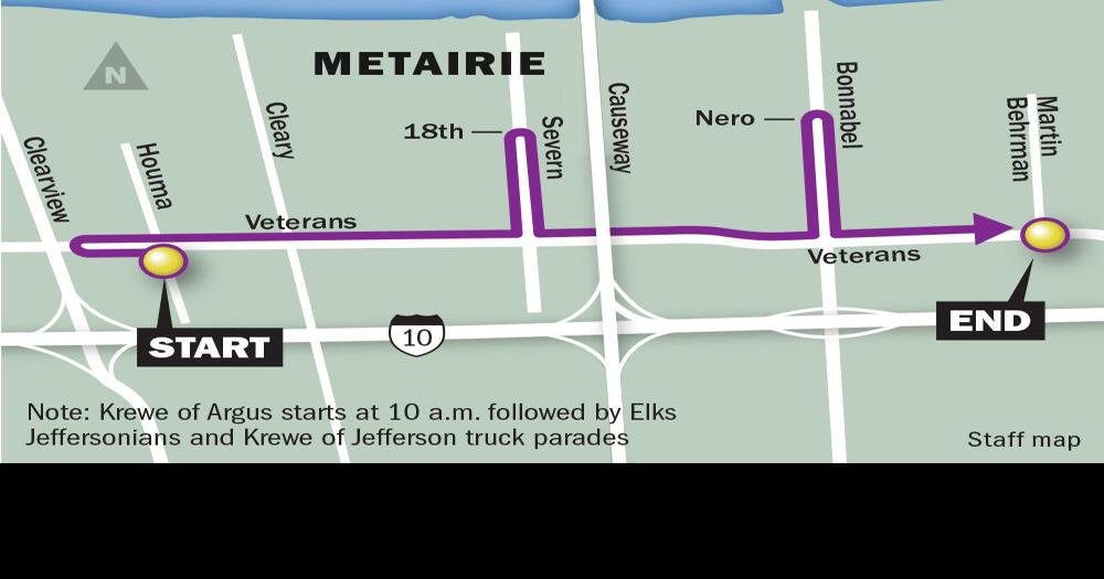 030122 Argus Elks Jefferson parade route map | | nola.com