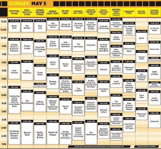 Jazz Fest 2024 map and daily schedule cubes Jazz Fest