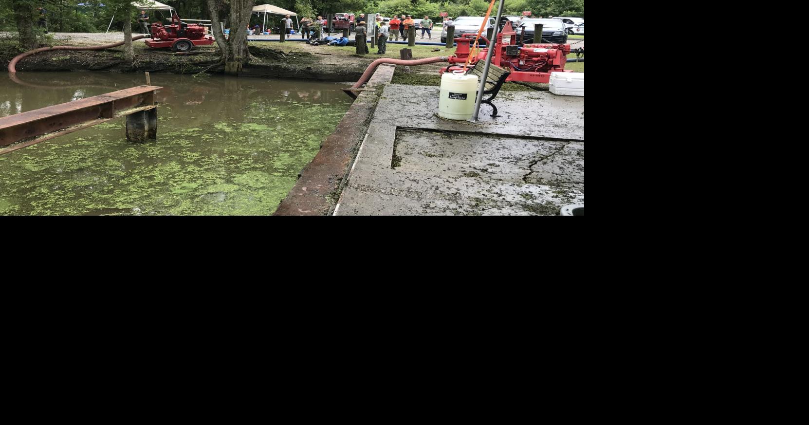 Pumps begin draining canal in Jean Lafitte National Park in search for