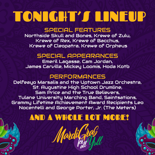 The grand finale of 'Mardi Gras For All Y'All' is tonight! Here's the