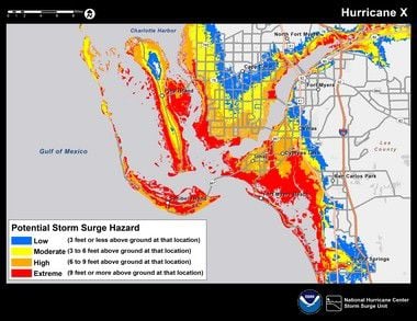 surge storm hurricane map center fort national weather myers flooding hazard potential modeling flood fl noaa boost gives possible risk
