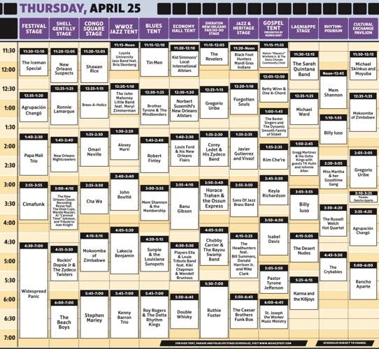 Jazz Fest 2024 map and daily schedule cubes Jazz Fest