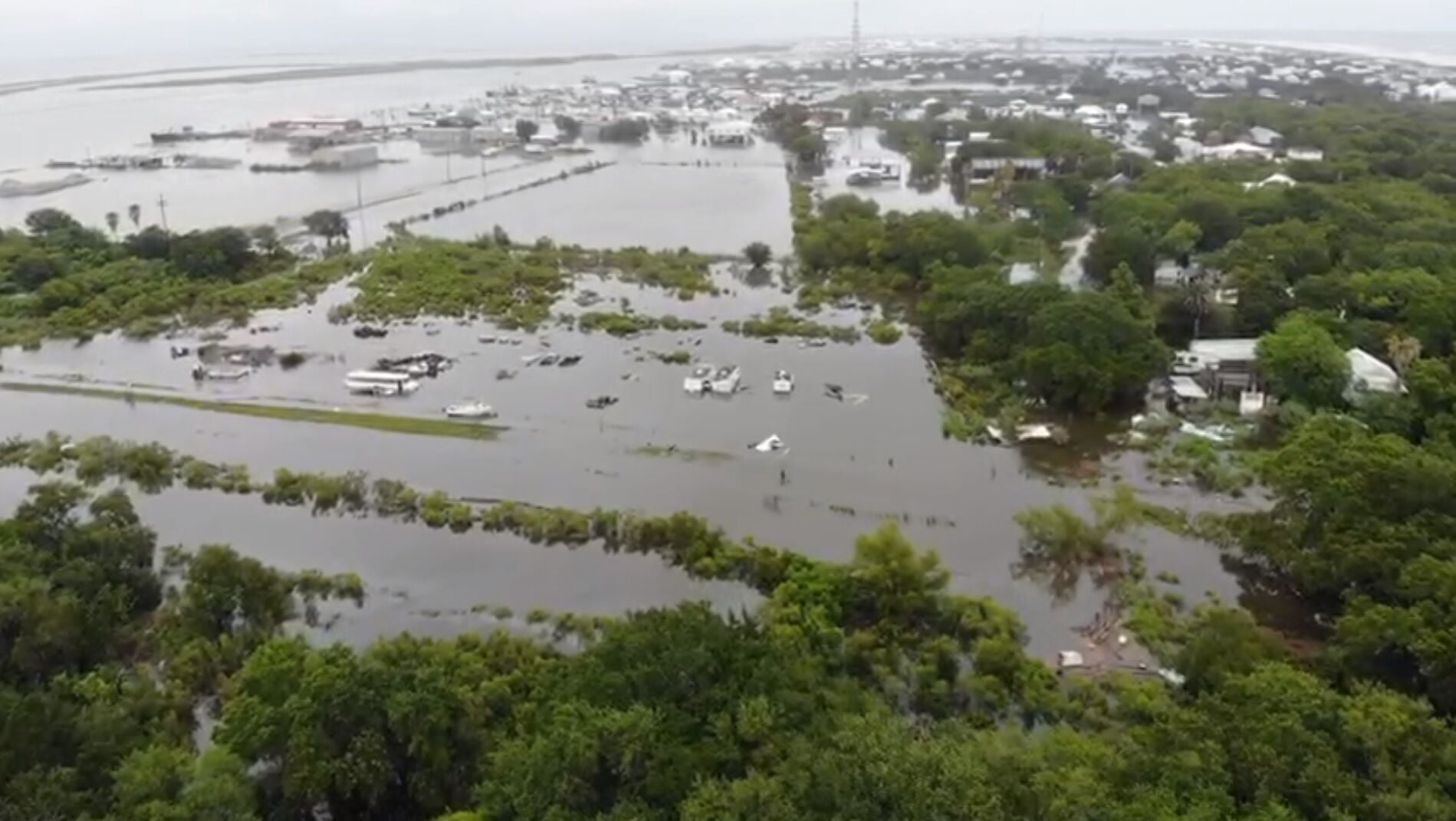 See aerial footage as Tropical Storm Cristobal causes heavy flooding in ...