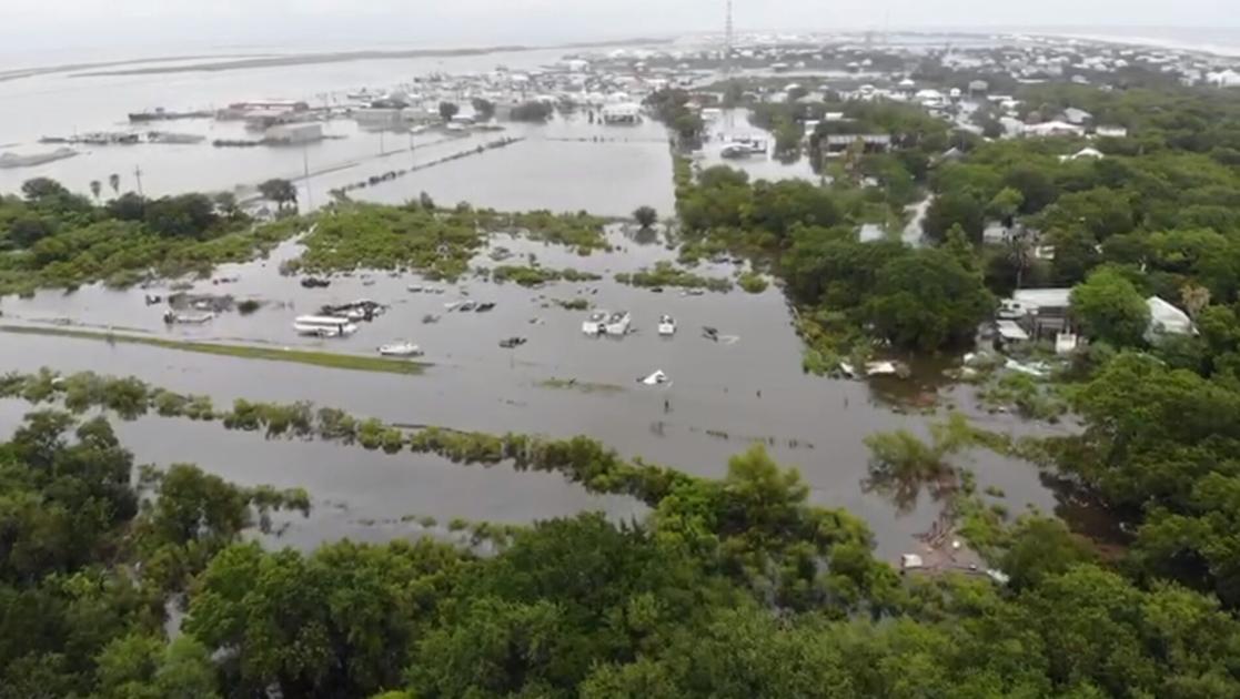 See aerial footage as Tropical Storm Cristobal causes heavy flooding in