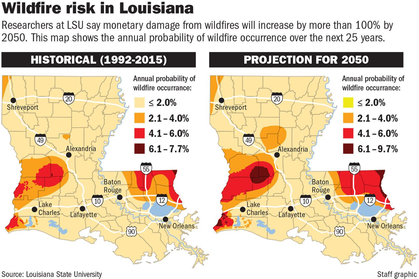 Hundreds of wildfires across Louisiana burn homes, forests