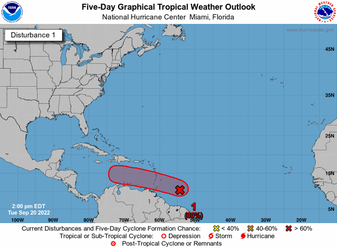 Caribbean disturbance 1pm Sept 20