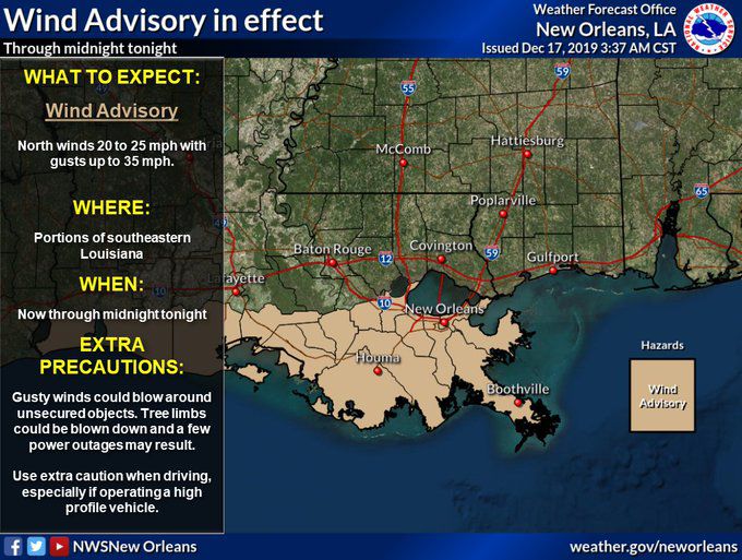 Wind advisory in effect for New Orleans, parts of southeast Louisiana | Weather | 0