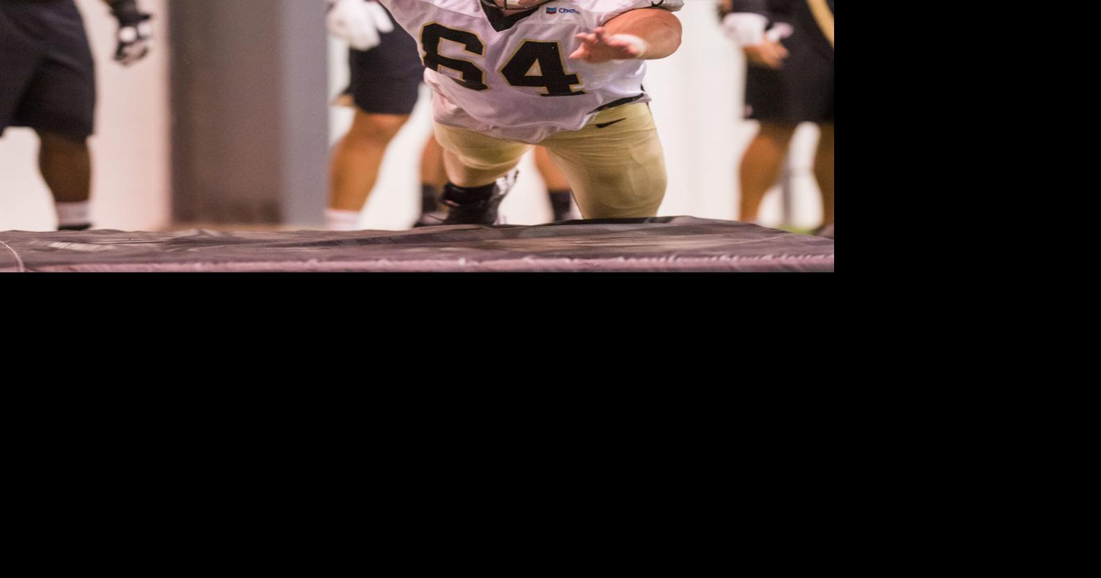 Saints stage race between Will Clapp, Henry Mondeaux and tackling dummy ...