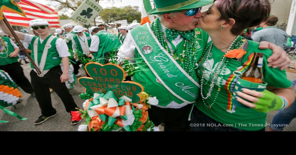 Irish Channel parade flows slowly down Magazine on St. Patrick's Day