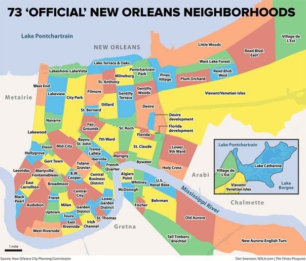 new orleans map of neighborhoods How New Orleans Neighborhoods Got Their Names Archive Nola Com new orleans map of neighborhoods