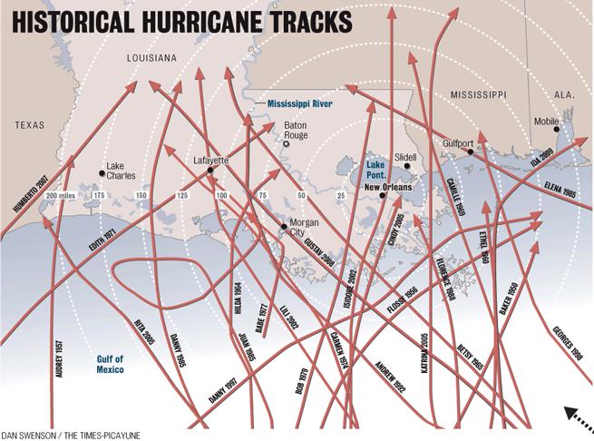 Map of historical hurricane tracks and Hurricane Isaac&#39;s projected path | Weather | 0