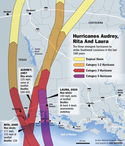 082820 Hurricanes Laura Rita Audrey map | | nola.com