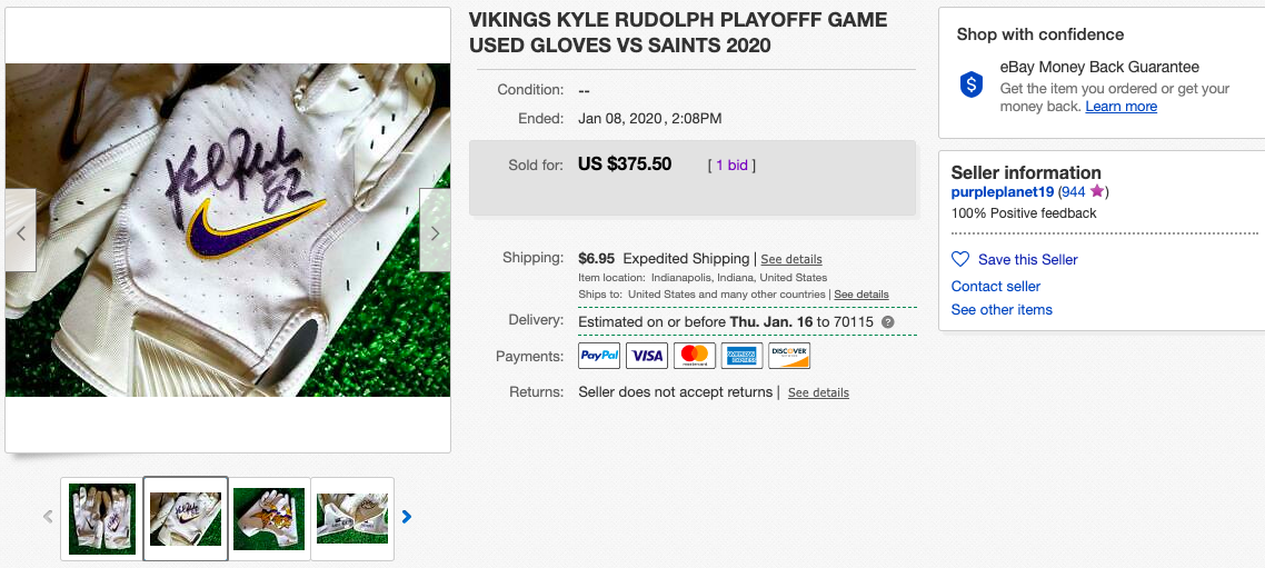 Kyle Rudolph unhappy after his game-winning gloves sold on   - Sports  Illustrated Minnesota Sports, News, Analysis, and More