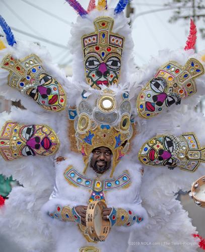 Mardi Gras Indians meander through Central City in New Orleans on Super Sunday 2019