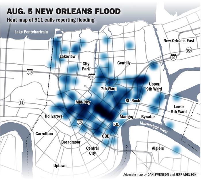 See Heat Map Of 911 Calls Placed During Aug 5 New Orleans Flood News Nola Com
