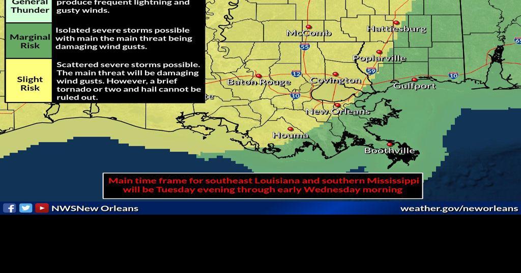 Severe weather possible in south Louisiana before front drops