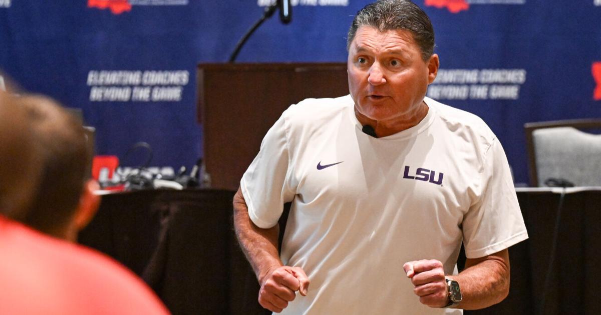 Ed Orgeron offers glimpse into new role in first public appearance since return to LSU