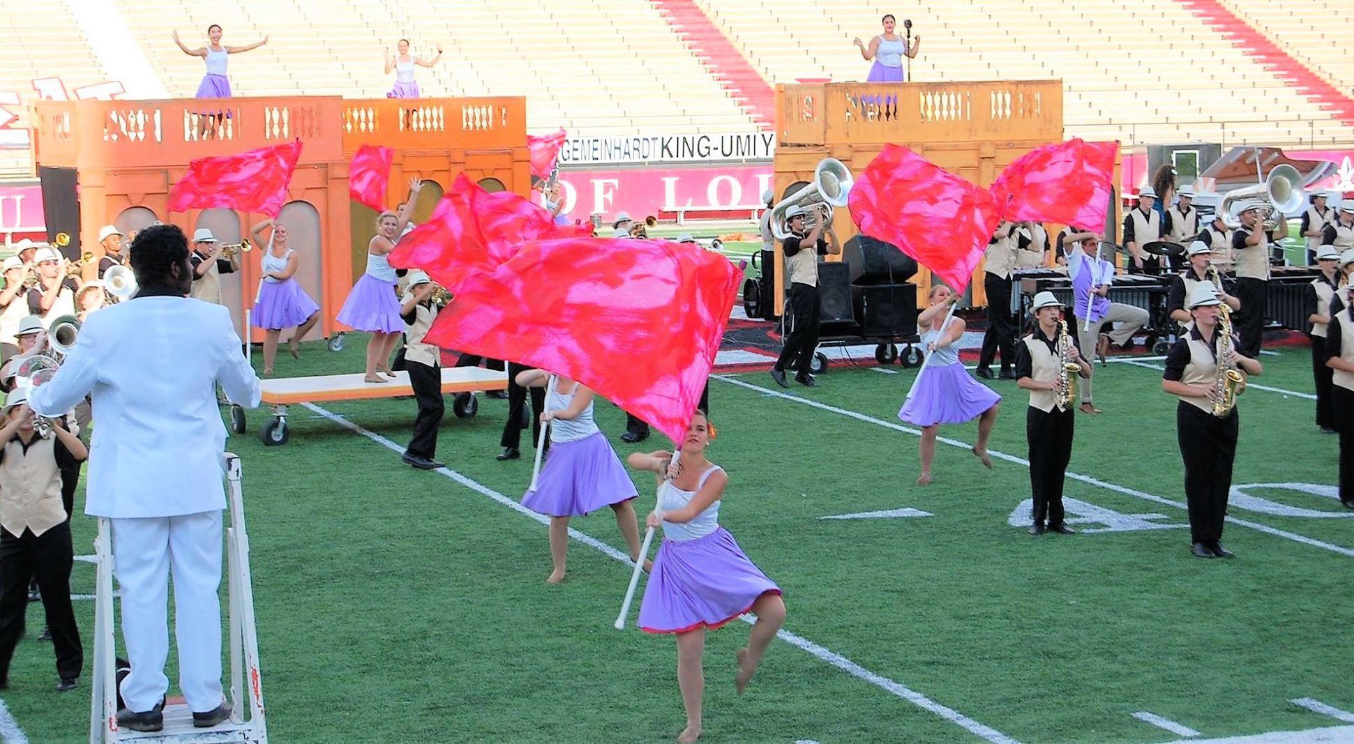 Fontainebleau Crimson Band and Color Guard readying for state showcase