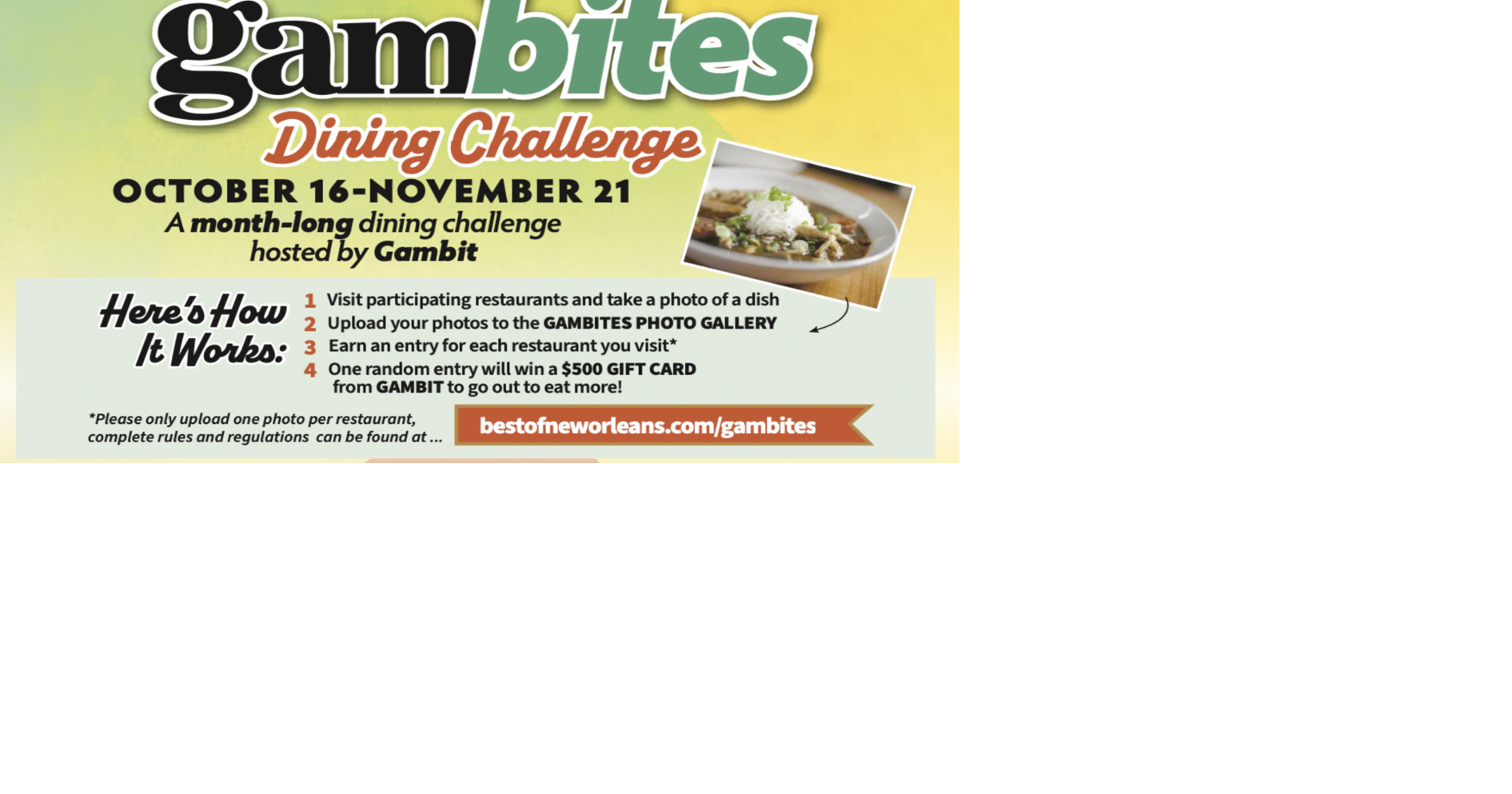 Gambites Dining Challenge: Win a $500 gift card | Goods ...