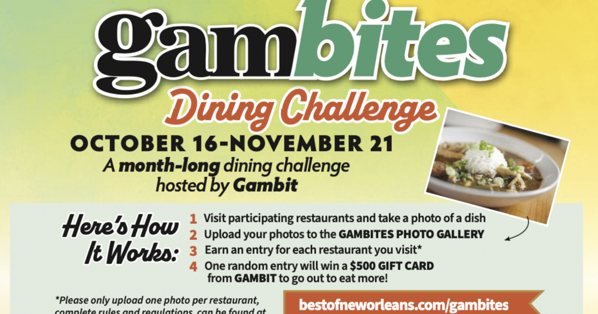 Gambites Dining Challenge: Win a $500 gift card | Goods ...
