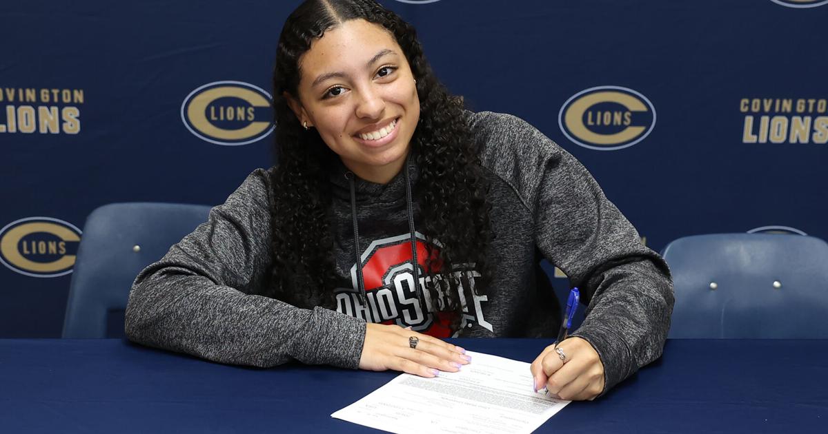 A Covington track and field athlete signs with Ohio State for gymnastics