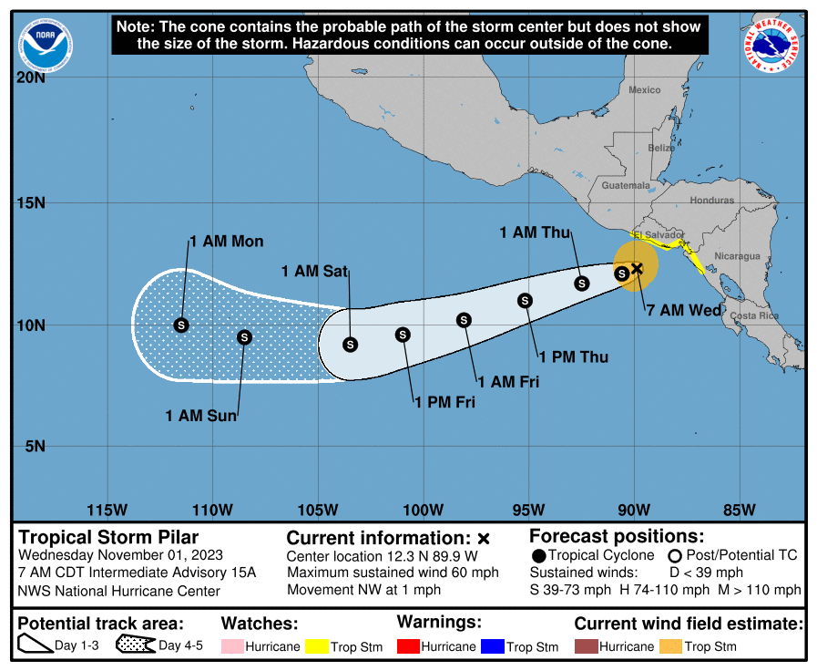 Tropical Storm Pilar Sits Off Coast Of El Salvador | Hurricane Center ...