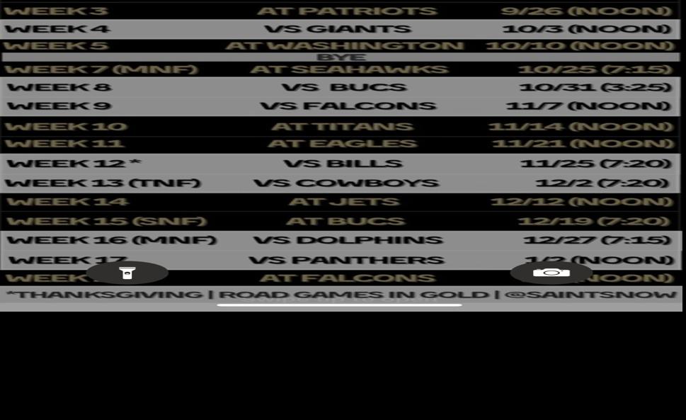 Saints Schedule 2022 Score