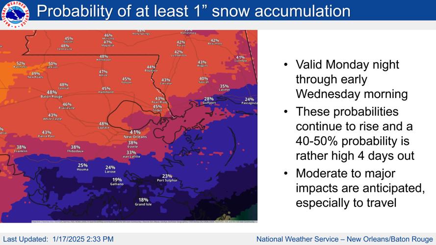 How much snow will New Orleans and Baton Rouge get? Weather