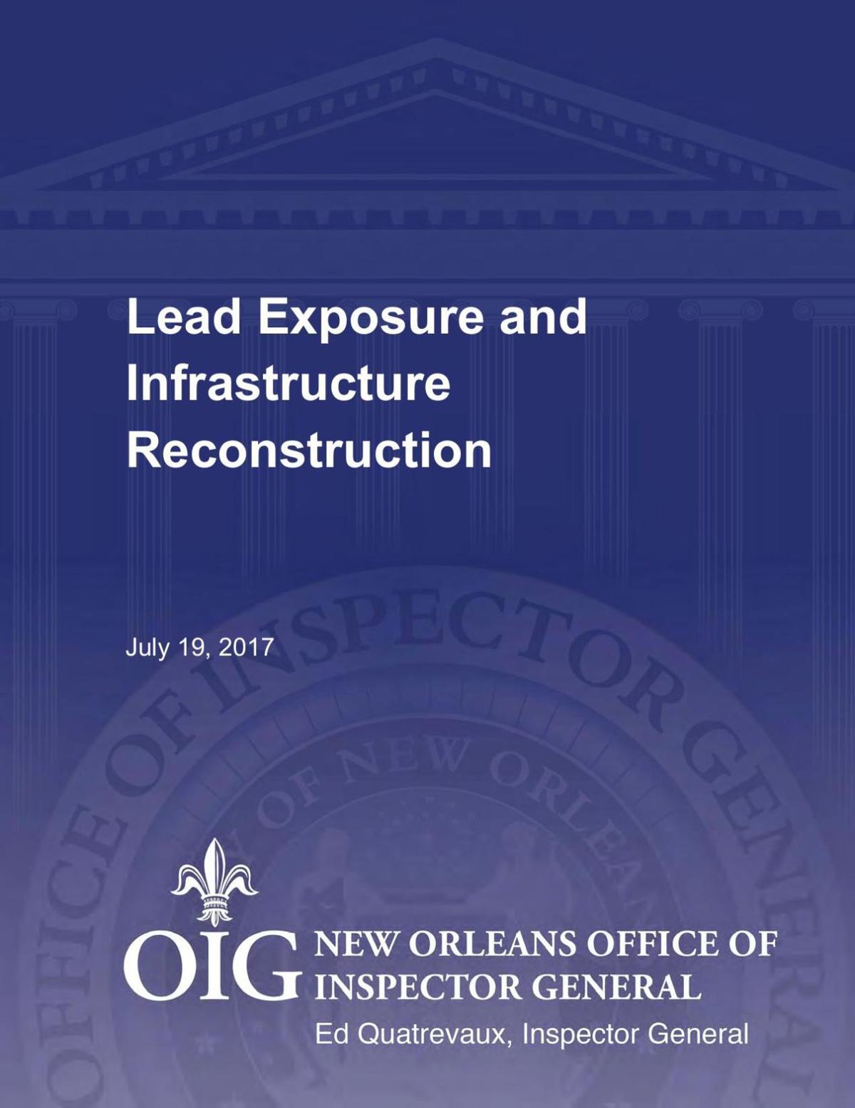 Office of Inspector General's report on Sewerage and Water Board's infrastructure program and concerns about lead contamination