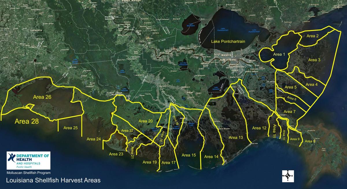 2022 Louisiana Oyster Area Map