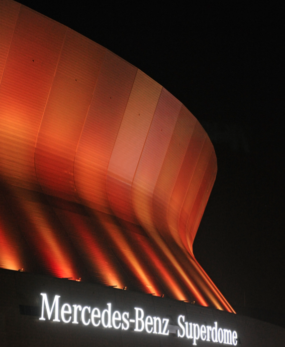 Superdome in Red - At night, Mercedes-Benz Superdome, the home