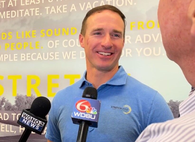 Former NFL player Drew Brees at grand opening of Stretch Zone