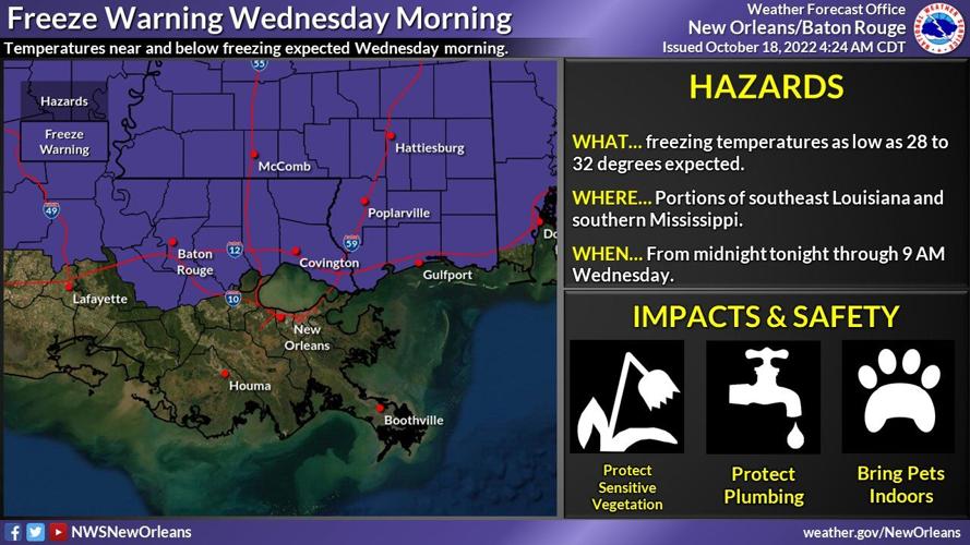Freeze warning issued for southeast Louisiana. Here's how much colder ...