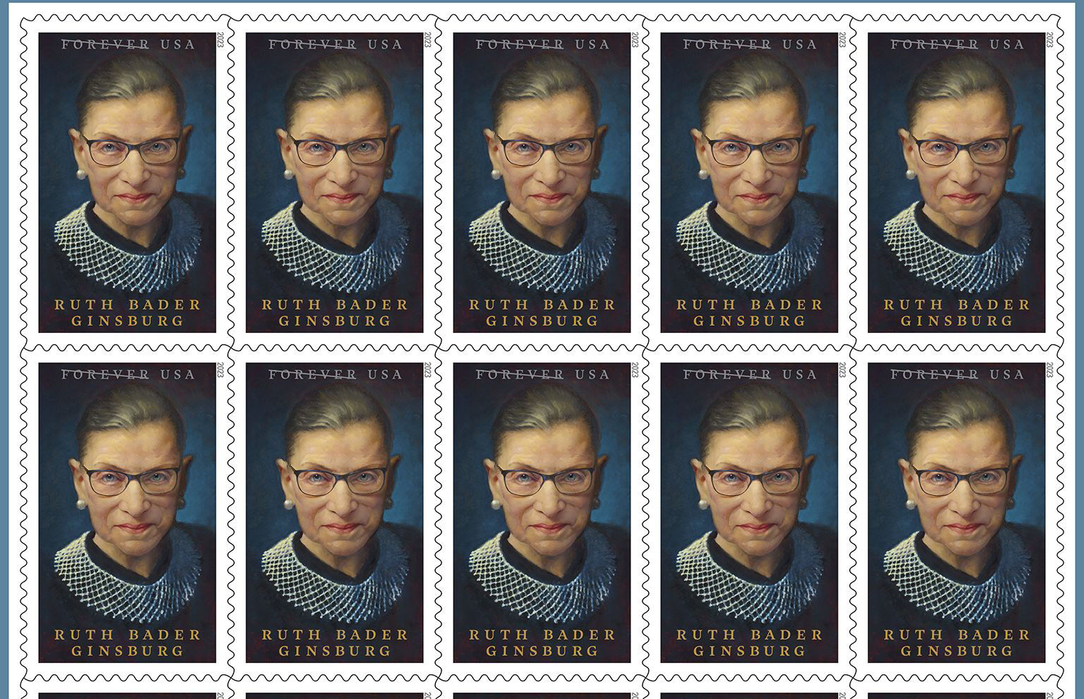 Ruth Bader Ginsburg postage stamp by New Orleans artist Arts