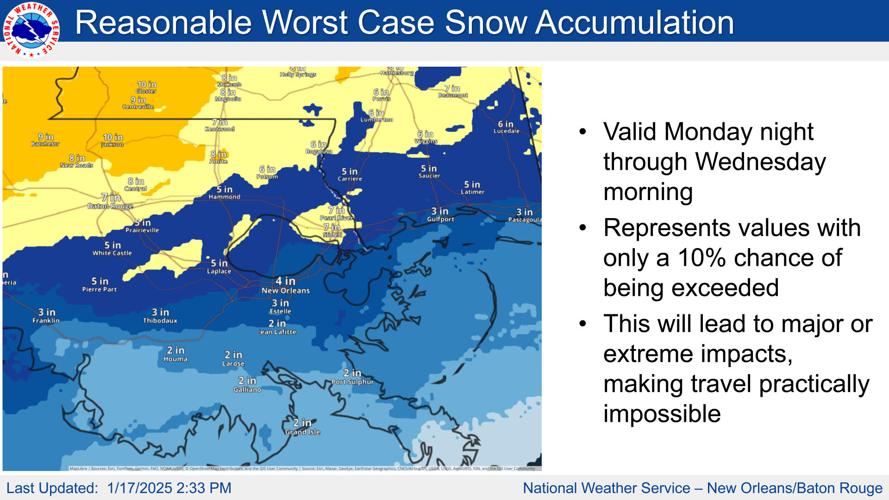 How much snow will New Orleans and Baton Rouge get? Weather
