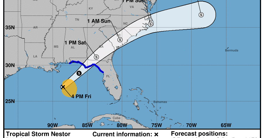 Tropical Storm Nestor forms in the Gulf of Mexico; see latest track ...