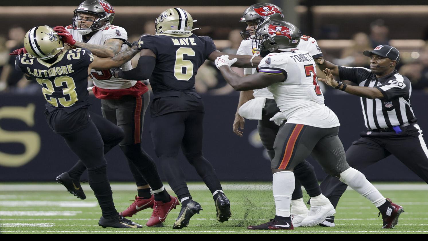 Buccaneers vs Saints Brawl - Lattimore and Mike Evans Ejected