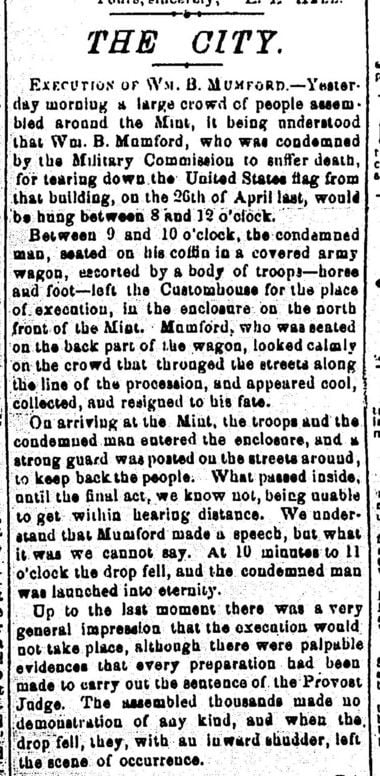 The execution of William Mumford | Local Politics | nola.com