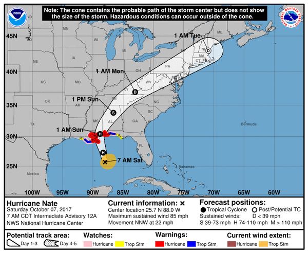 Hurricane Nate's winds reach 85 mph as it moves into center of the Gulf ...