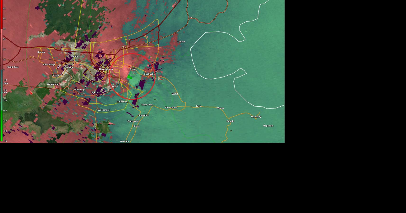 Radar image of tornado in Arabi