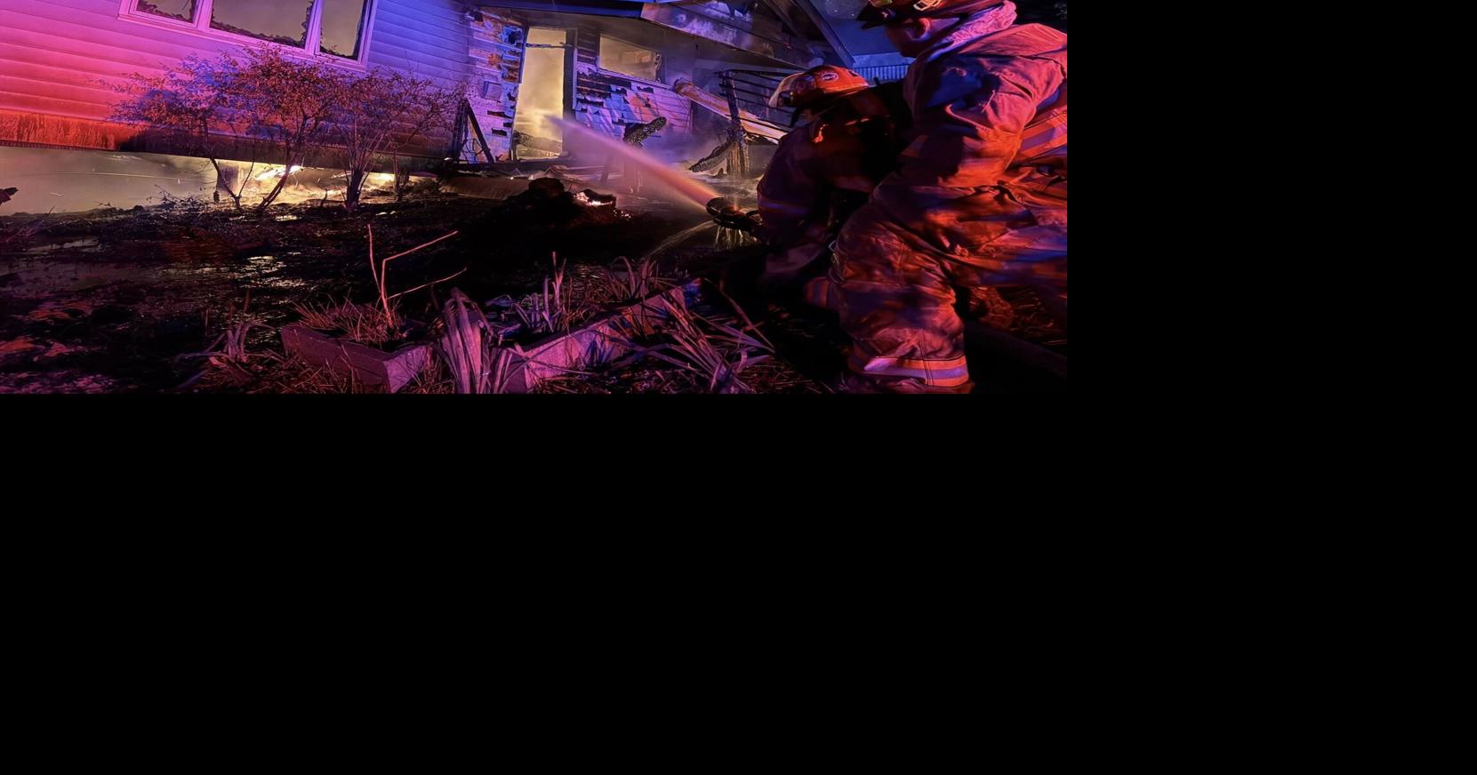 House engulfed in flames partially collapses as New Orleans firefighters work to contain blaze