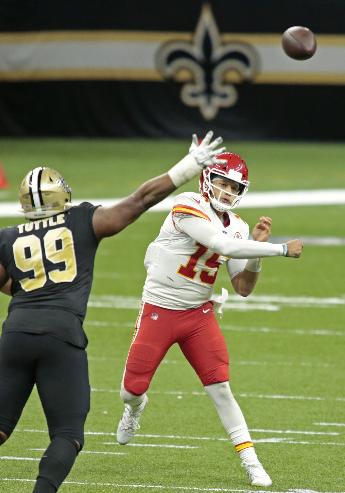 New Orleans Saints defensive tackle Shy Tuttle (99) warms up